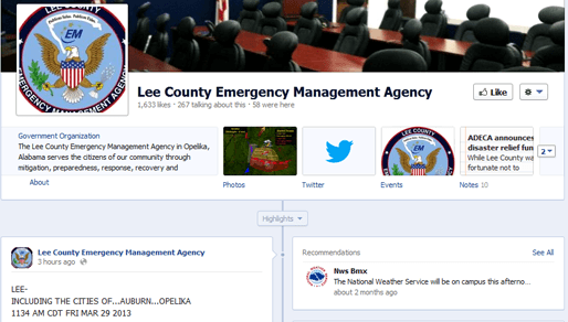 Lee County EMA Emergency Management Facebook page